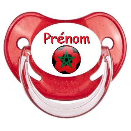 Sucette personnalisée Ballon foot Maroc et prénom Sucette personnalisée Ballon foot Maroc et prénom