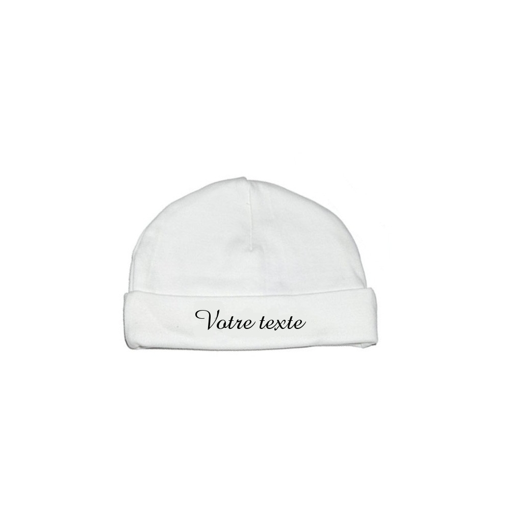 Bonnet de naissance personnalisé "texte de votre choix" Bonnet de naissance personnalisé "texte de votre choix"