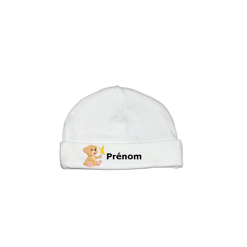 Bonnet personnalisé ours papillon prénom Bonnet personnalisé ours papillon prénom