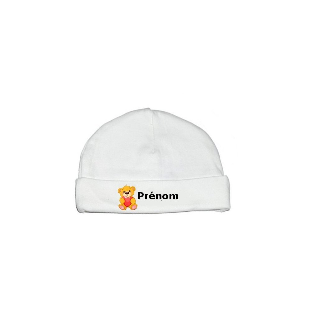 Bonnet personnalisé ours coeur prénom Bonnet personnalisé ours coeur prénom
