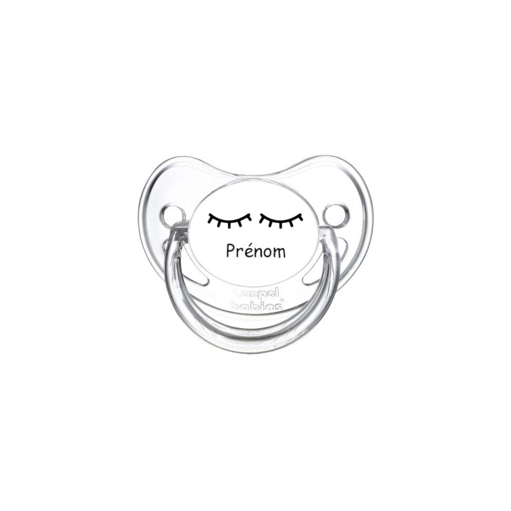 Sucette personnalisée yeux cils et prénom Sucette personnalisée yeux cils et prénom
