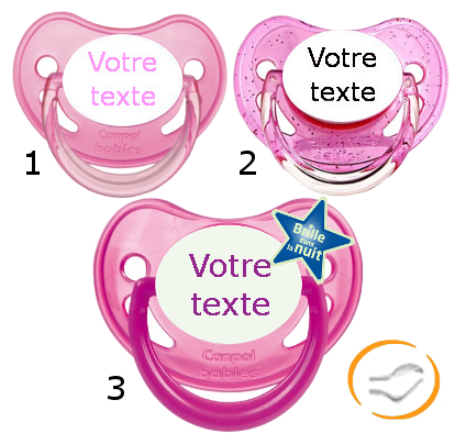 Lot de 3 Sucettes personnalisées fille (physiologique) chupa rose / a paillette rose / fluo rose Lot de 3 Sucettes personnalisées fille (physiologique) chupa rose / a paillette rose / fluo rose